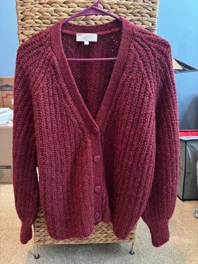 Sezane, Basile Cardigan, Burgundy, Size Small